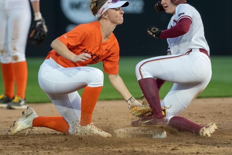 Florida State's Amaya Ross (12) runs to first base during an NCAA