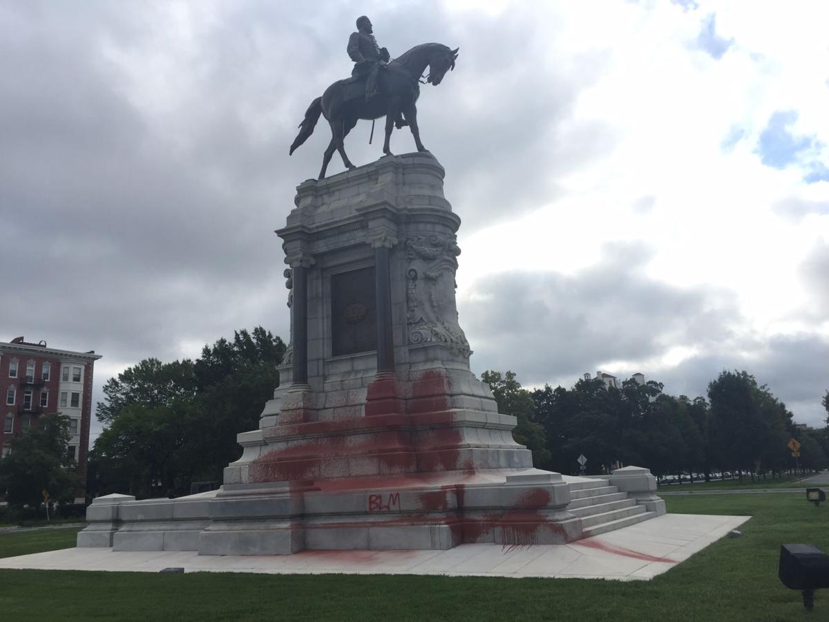 Lee statue on Monument Avenue vandalized