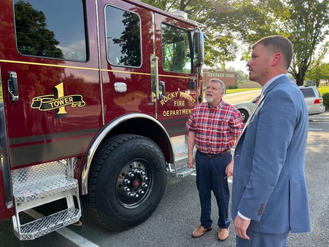 Rocky Mount Mayor Holland Perdue (right) and town council member Mark Newbill