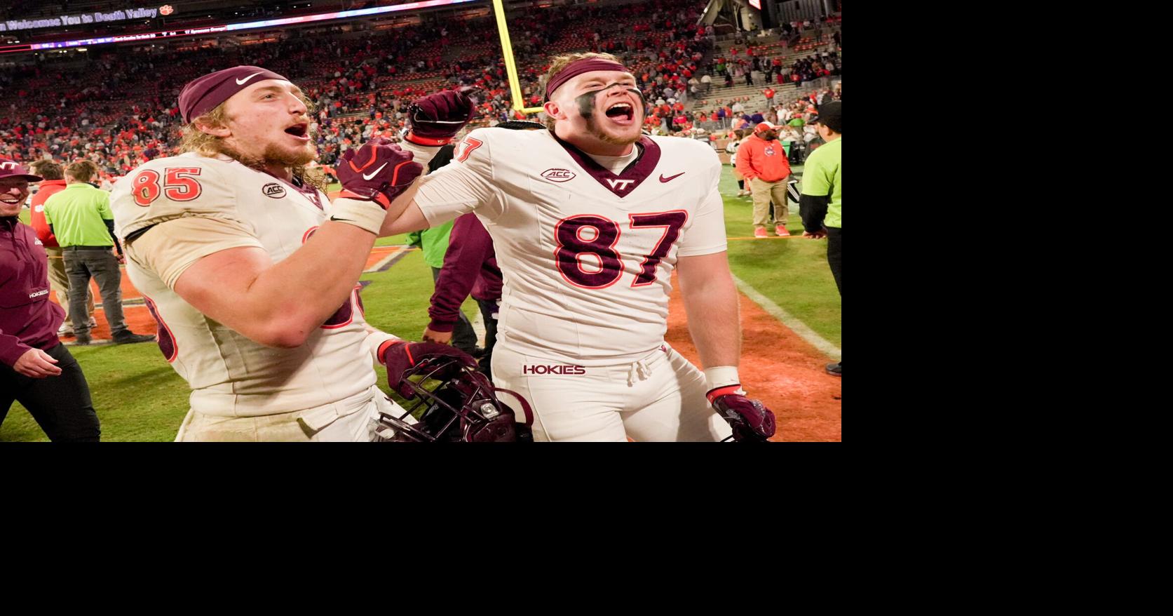 Virginia Tech Hokies tight end Luke Reynolds (85), who had two touchdowns including the game winner late in teh fourth quarter,