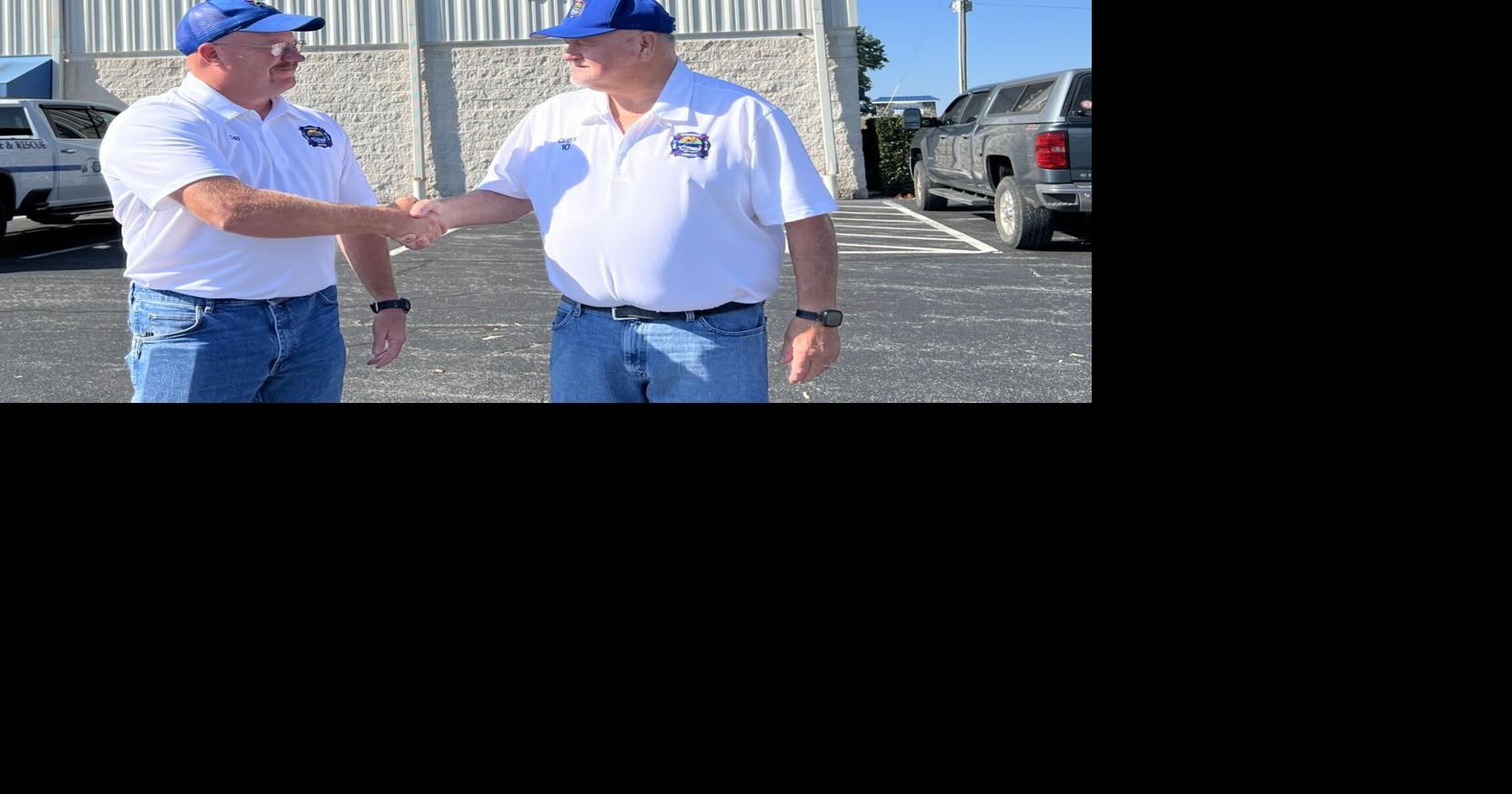 Scruggs Volunteer Fire Department Chief James Richards and Dempsey Moore
