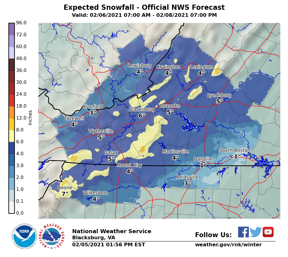 Update Winter Storm Watch Issued 4 Inches Snow Expected Saturday Pm Sunday Am Weather Roanoke Com