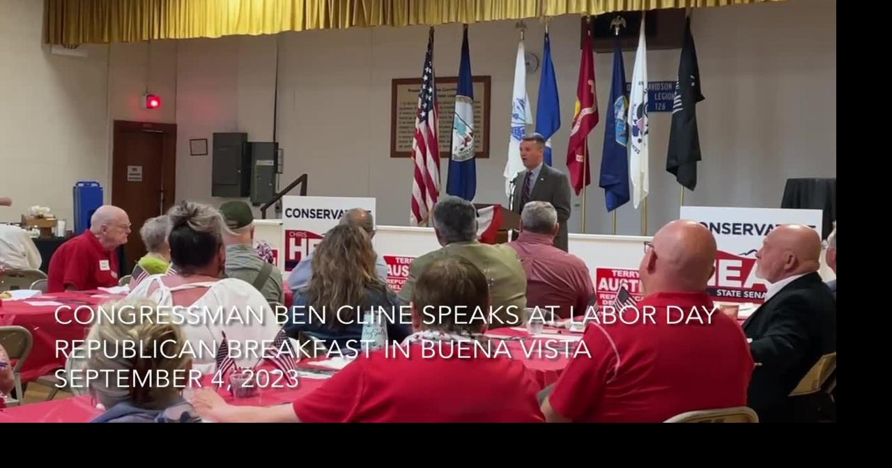 Congressman Ben Cline speaks at Labor Day Republican breakfast in Buena