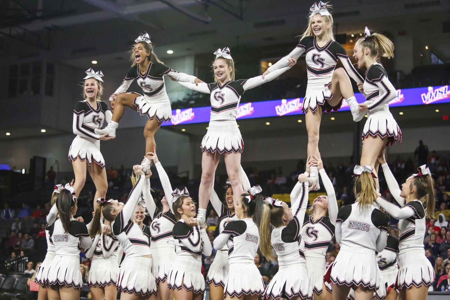 Scenes from the VHSL state cheer competition at VCU