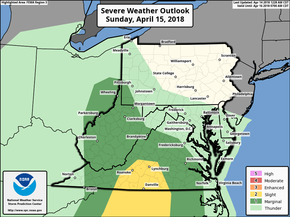 Severe storms risk on Sunday PM