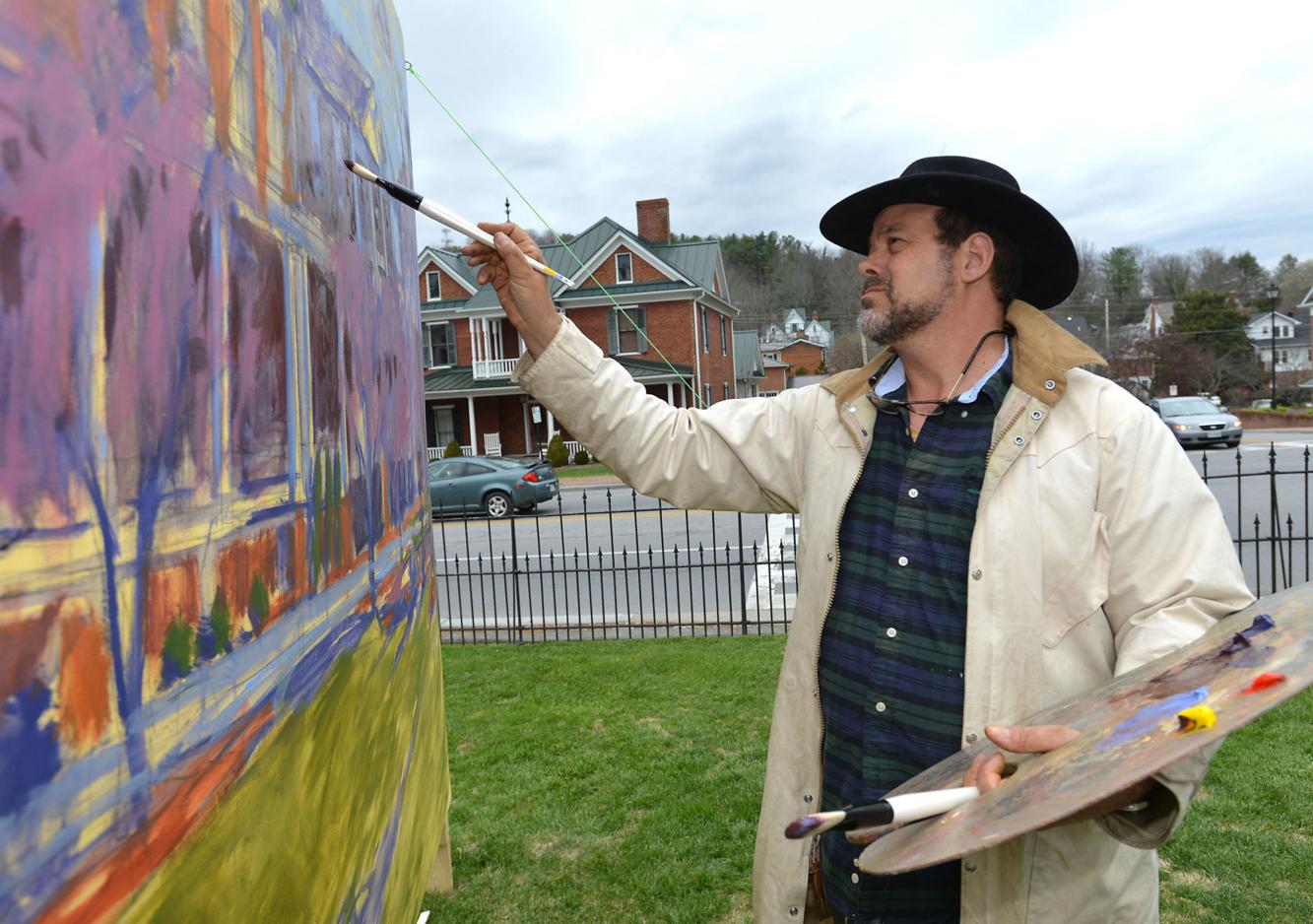 Artist is staying out of the lines when painting the Martha Washington Inn