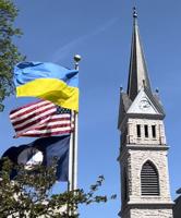 Ukrainian flag in Freedom Plaza