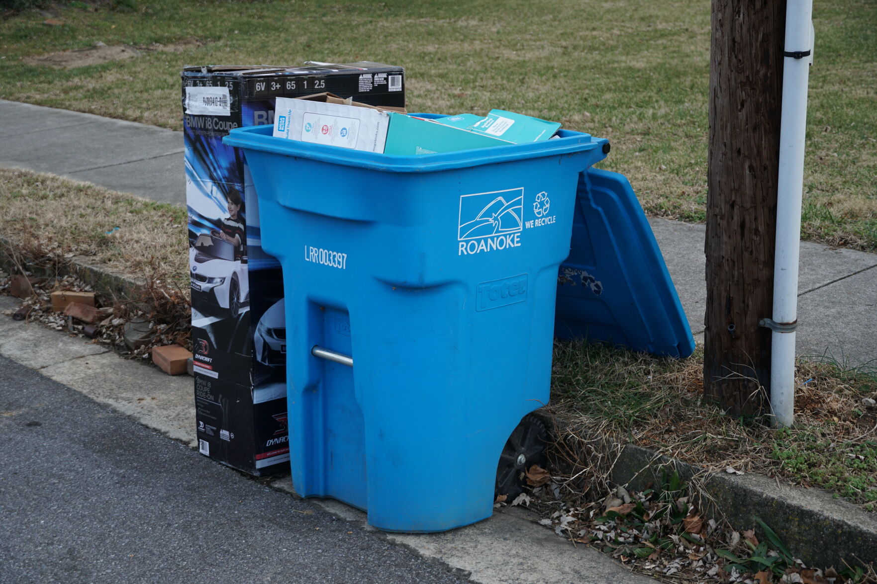 Holiday coda Trash and recycling adorns Roanoke Valley curbsides