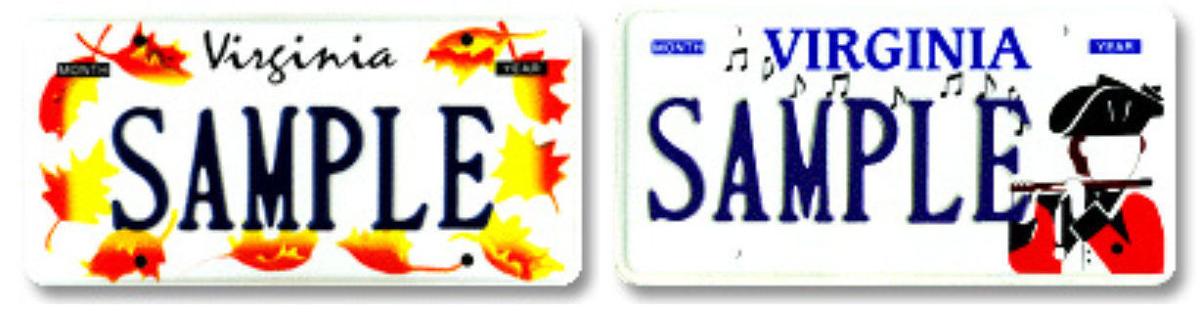 sample Virginia specialty license tags