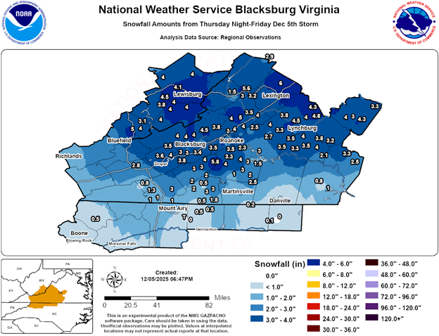 Snowfall amounts 120525