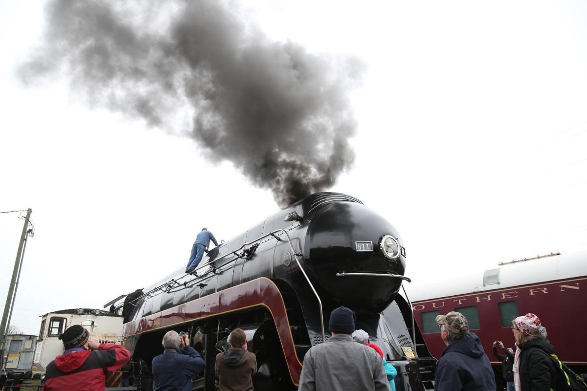 The 611 steam engine fires up for another excursion