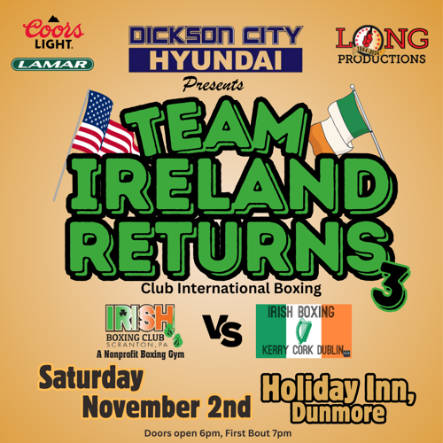 Team Ireland returns November 2 Scranton Irish Boxing Club at the