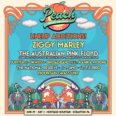ZIGGY MARLEY, AUSTRLIAN PINK FLOYD ADDED TO PEACH MUSIC FESTIVAL ON
