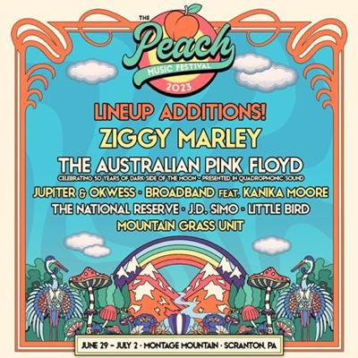 ZIGGY MARLEY, AUSTRLIAN PINK FLOYD ADDED TO PEACH MUSIC FESTIVAL ON MONTAGE  MOUNTAIN, Rock News