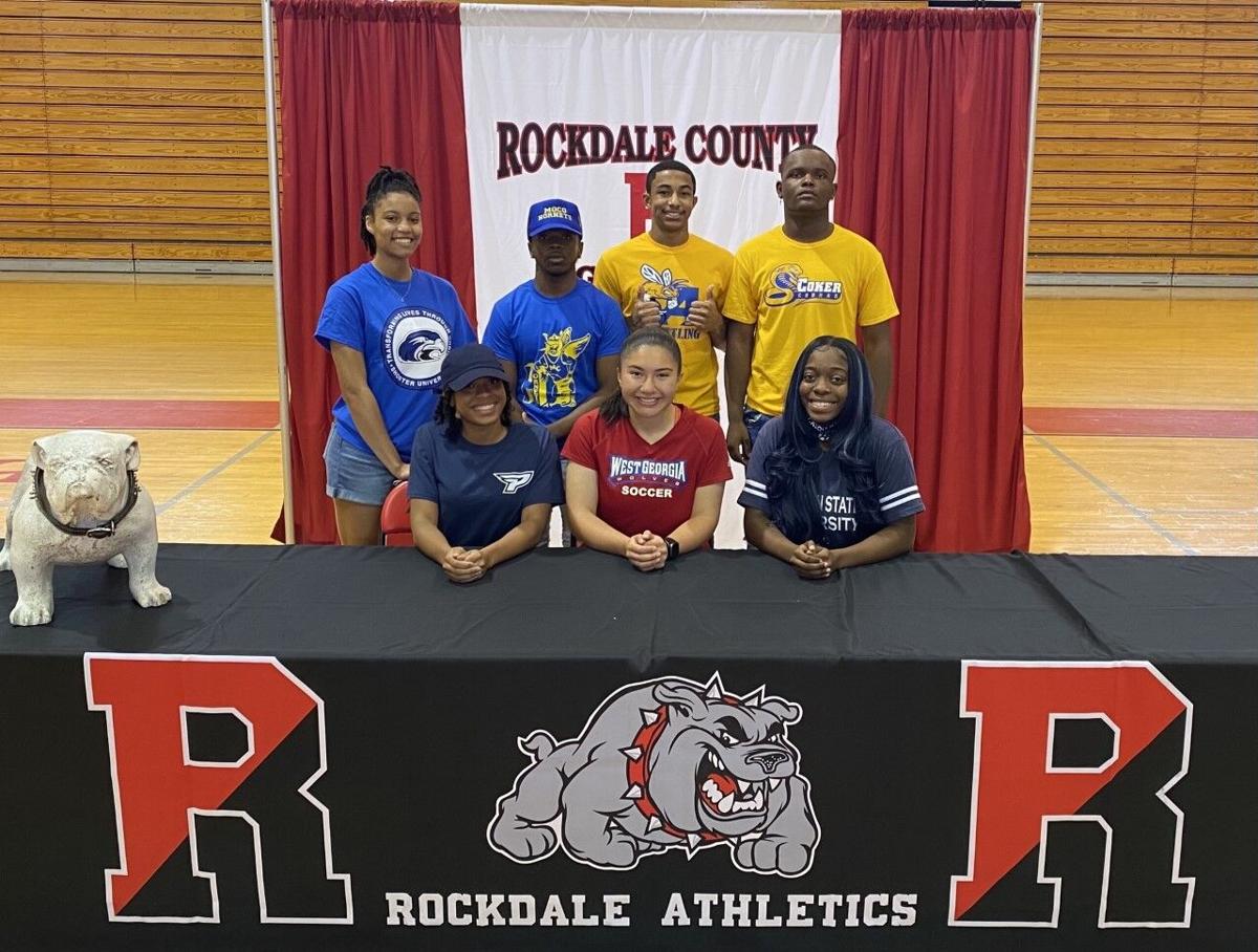 Rockdale County Bulldogs celebrate seven college bound athletes