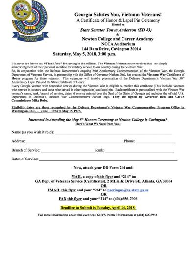 Vietnam Veterans To Be Honored May 5 In Covington Local News Rockdalenewtoncitizen Com