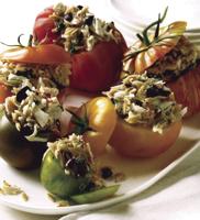 Crab Salad-Stuffed Tomatoes, a quick, tasty weeknight meal