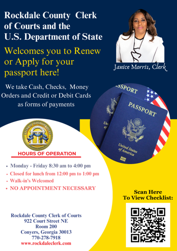 Passport applications renewals available at Rockdale Clerk #39 s Office
