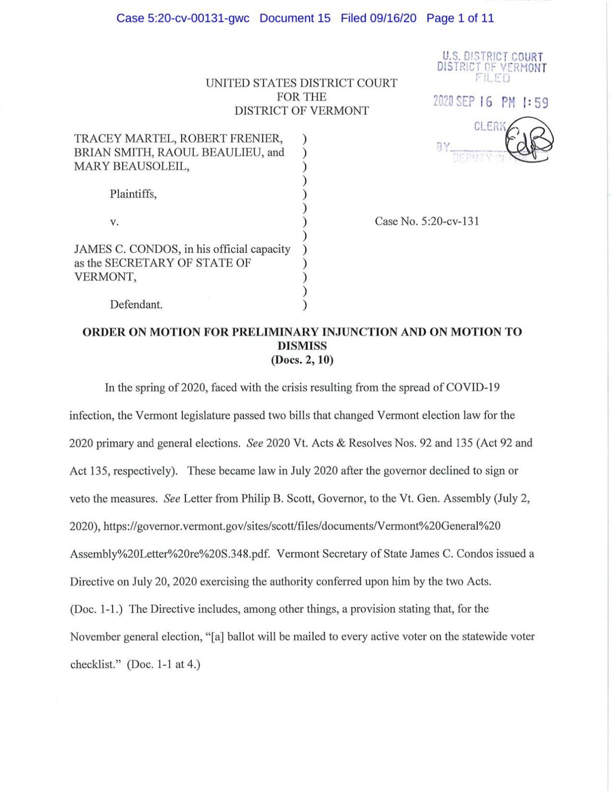 Judge Crawford's decision in mailed ballots case