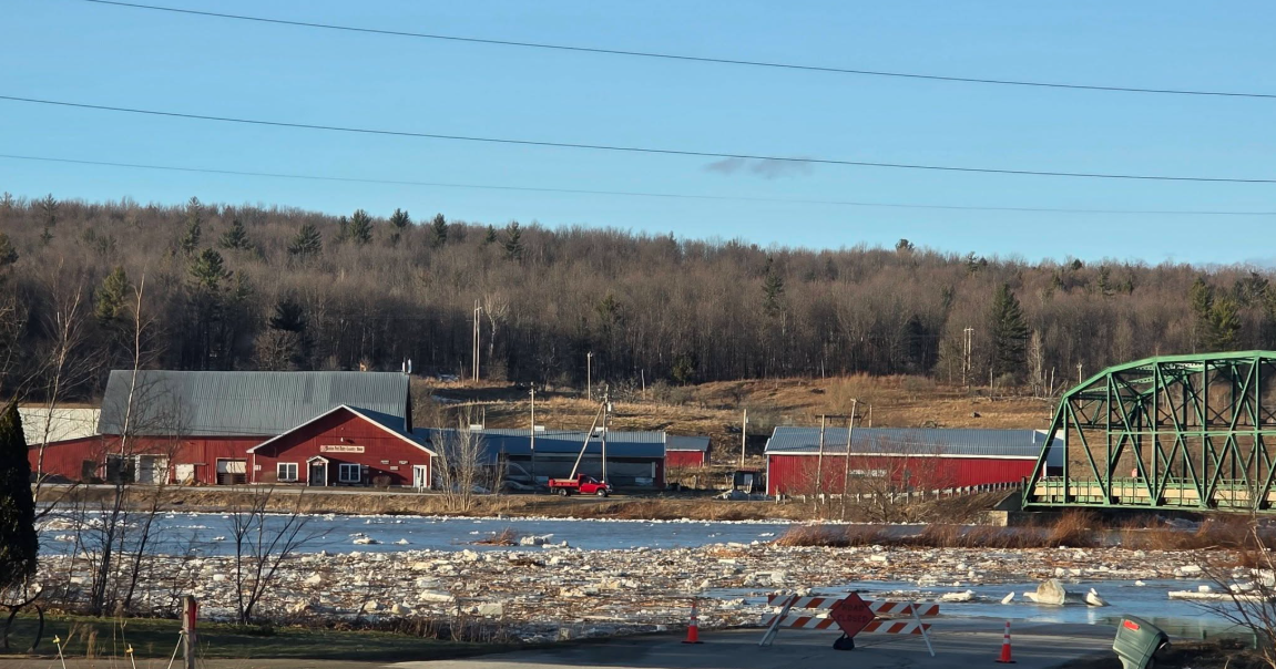 Enosburgh’s Boston Post Road closed as ice jam floods area