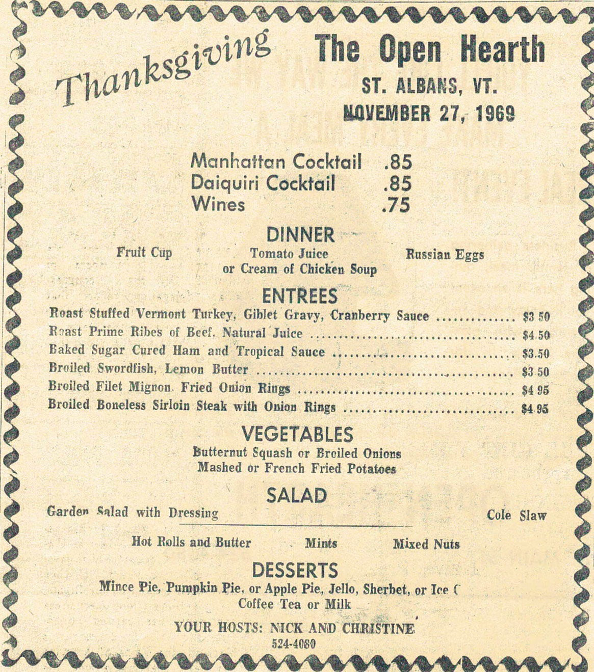 Thanksgiving at the Open Hearth Restaurant | News | samessenger.com