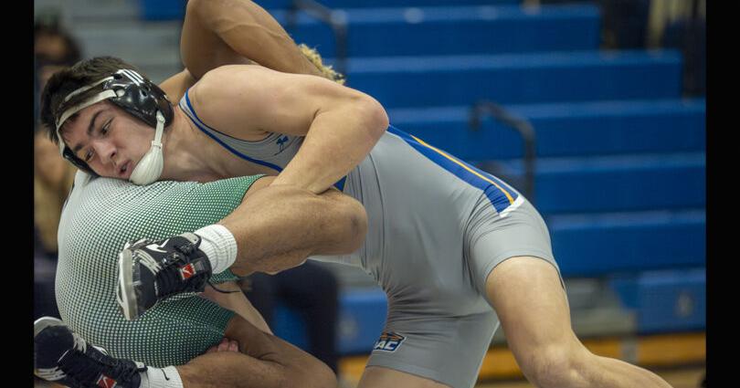 Anthony Matas leaves it all on the mat at Misericordia University
