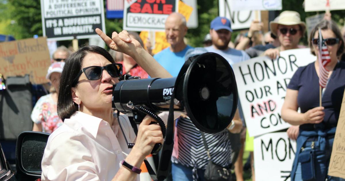 PHOTOS: St. Albans and Rep. Balint decry Trump Administration in ‘No Kings’ protest