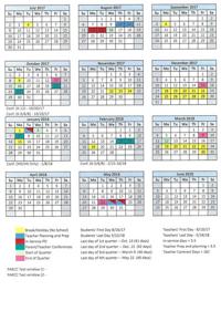 2017 18 school year calendar for Santa Fe Public Schools