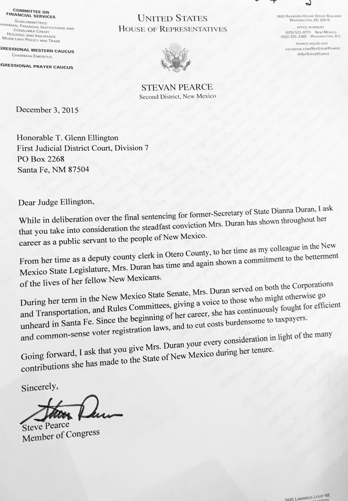 Rep Pearce Writes Letter To Judge Urging Leniency At Duran Sentencing 7697