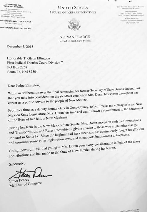 Urging Leniency Letter To Judge For Leniency Before Sentencing Rep Pearce Writes Letter To Judge Urging Leniency At Duran Sentencing Local News Santafenewmexican Com rep pearce writes letter to judge