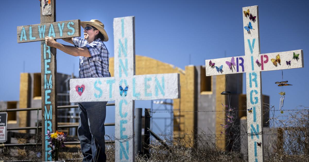 Protesters again gather at former Epstein ranch to demand action