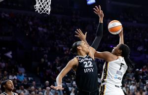 A'ja Wilson scores 38 as the Aces steamroll the Fever 102-85 in Game 1