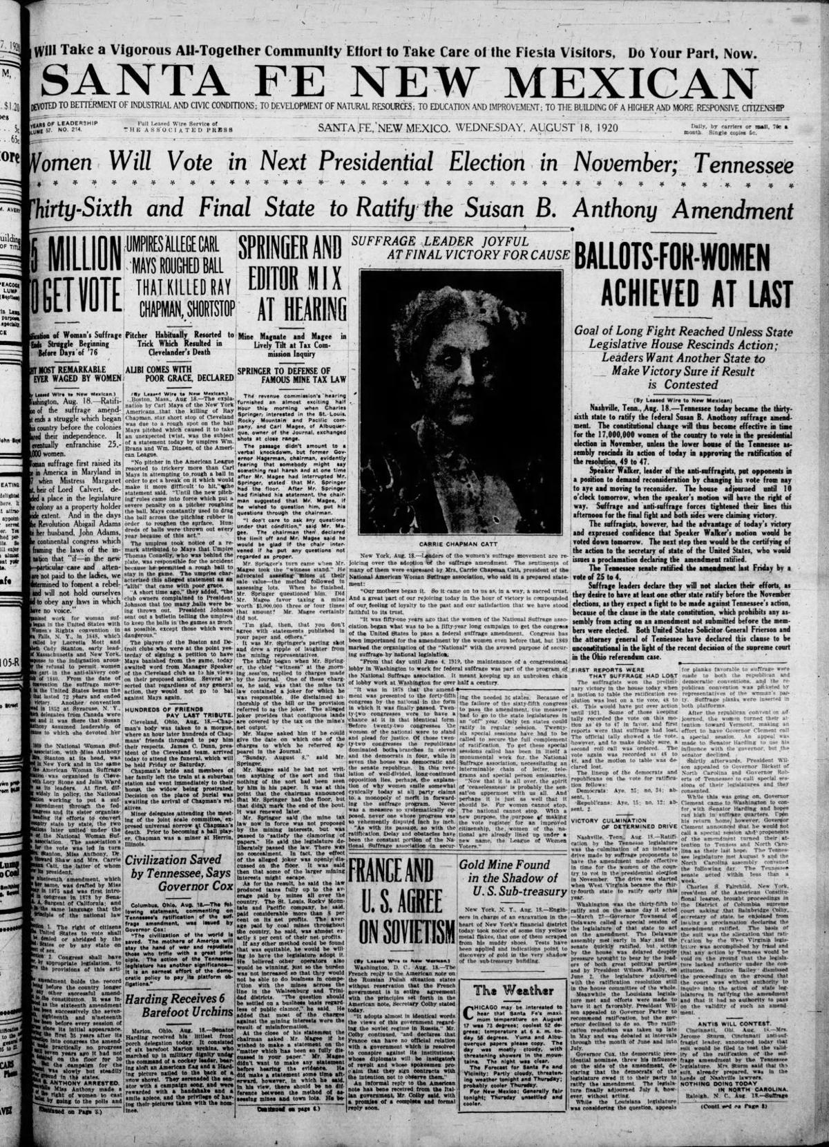 Fighting for the women #39 s vote 100 years ago in Santa Fe Local News