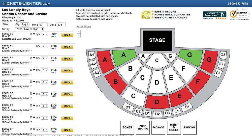 Sandia Casino Amphitheater Seating