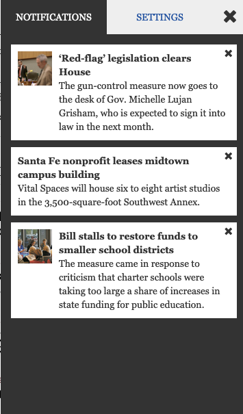 Notifications tab