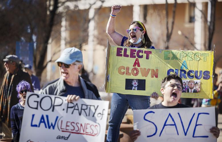 Hundreds protest Trump policies, Project 2025 at Capitol in Santa Fe ...