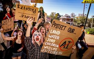 ‘The people say stop’: New Mexico students walk out to protest data centers