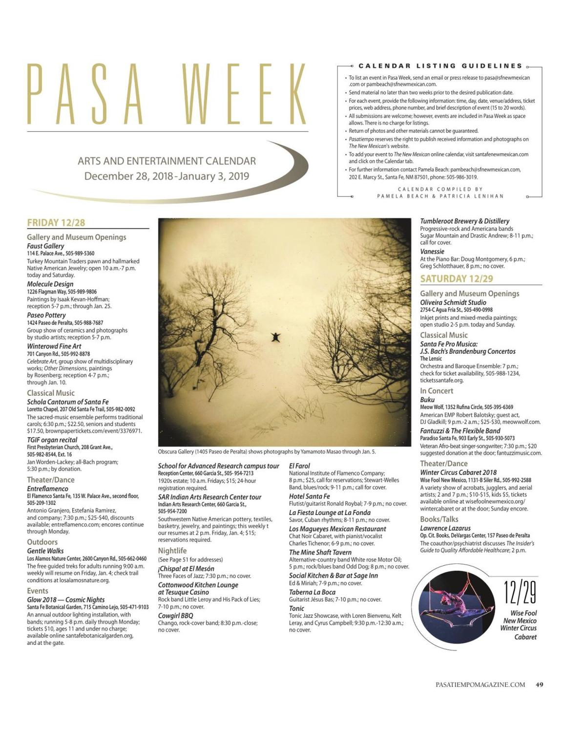 Read the Pasatiempo calendar Pasa Calendar