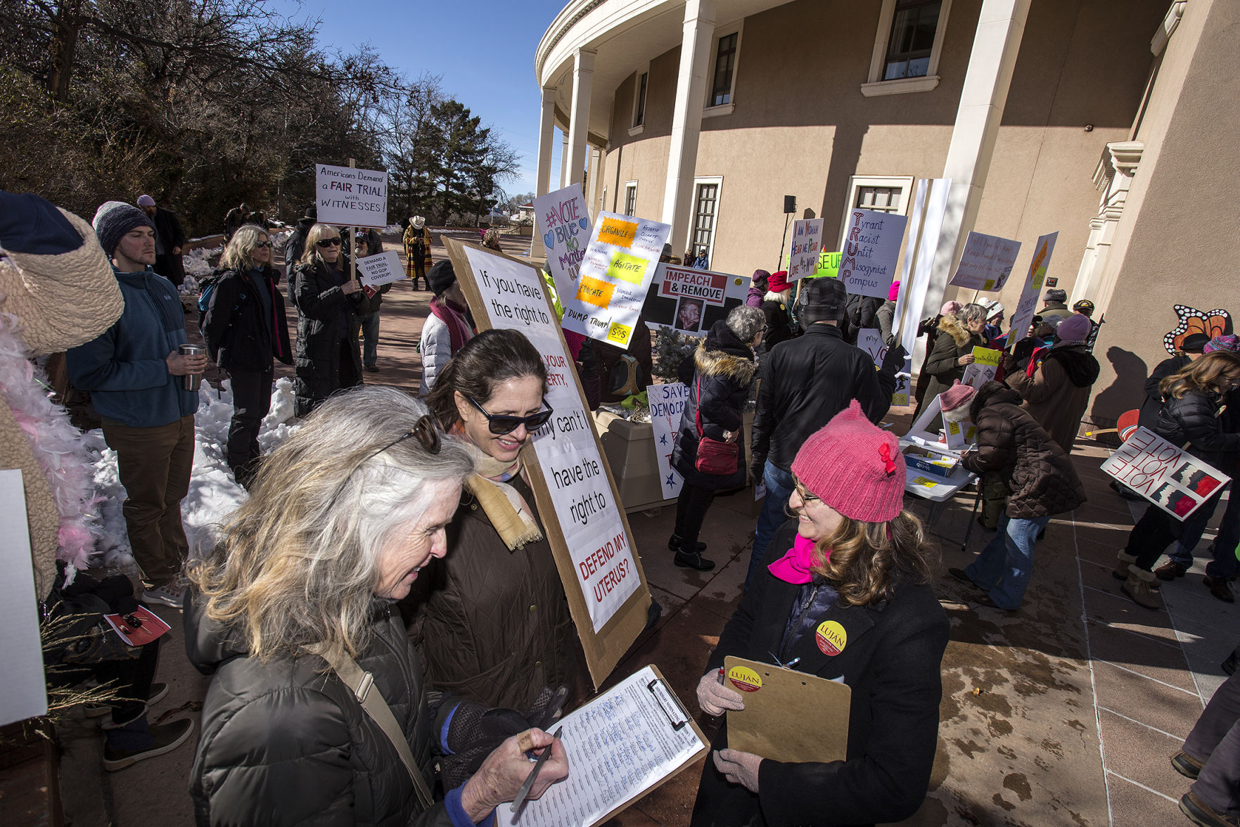 Santa Fe Women s March smaller but boisterous Local News