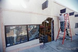 Driver slams into Office Depot at College Plaza Shopping Center