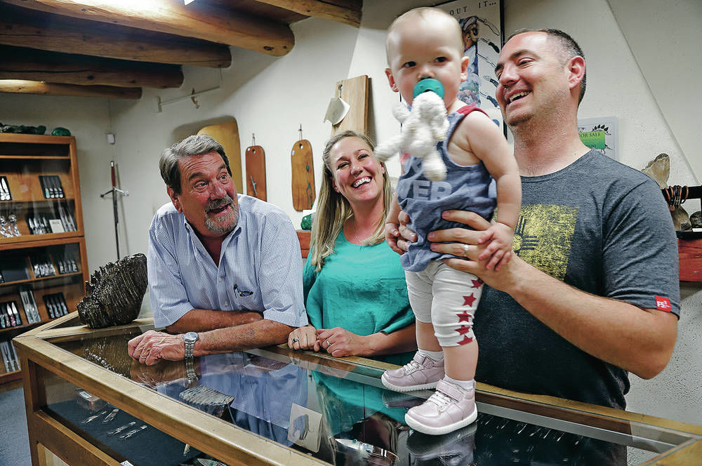 At Santa Fe Stoneworks, custom inlaid knives remain a hit