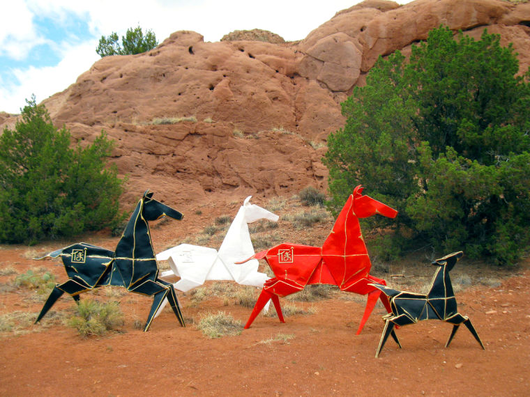 Mixed Media — Paper trail Origami sculpture by Kevin Box Art