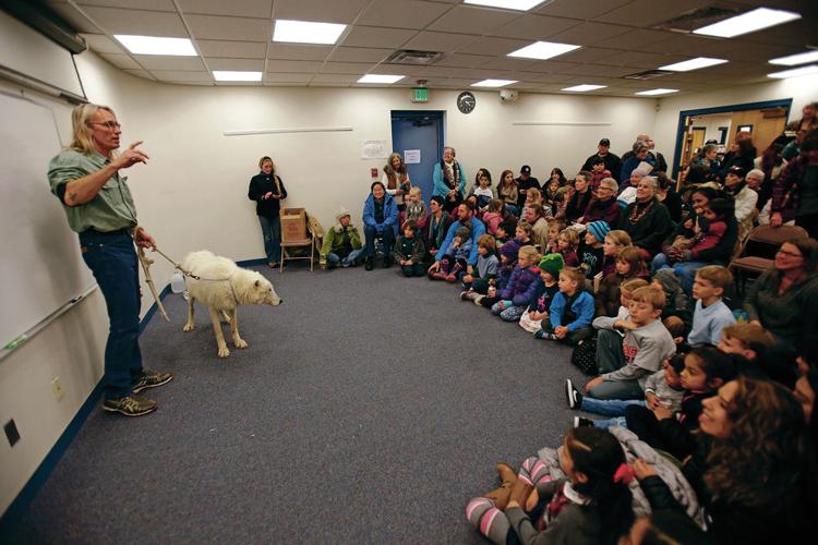 Stormy the wolf helps educate kids