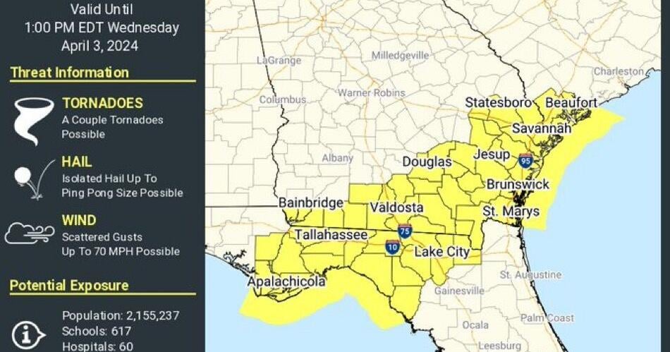 April 3 - NWS issues tornado watch in Southeast Georgia and South ...