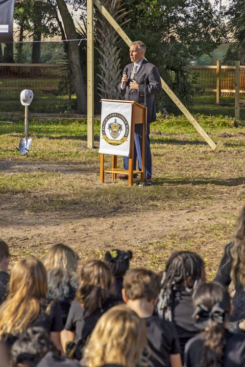 Architect Brian Felder speaks at groundbreaking of St. Francis Xavier Catholic School.jpg