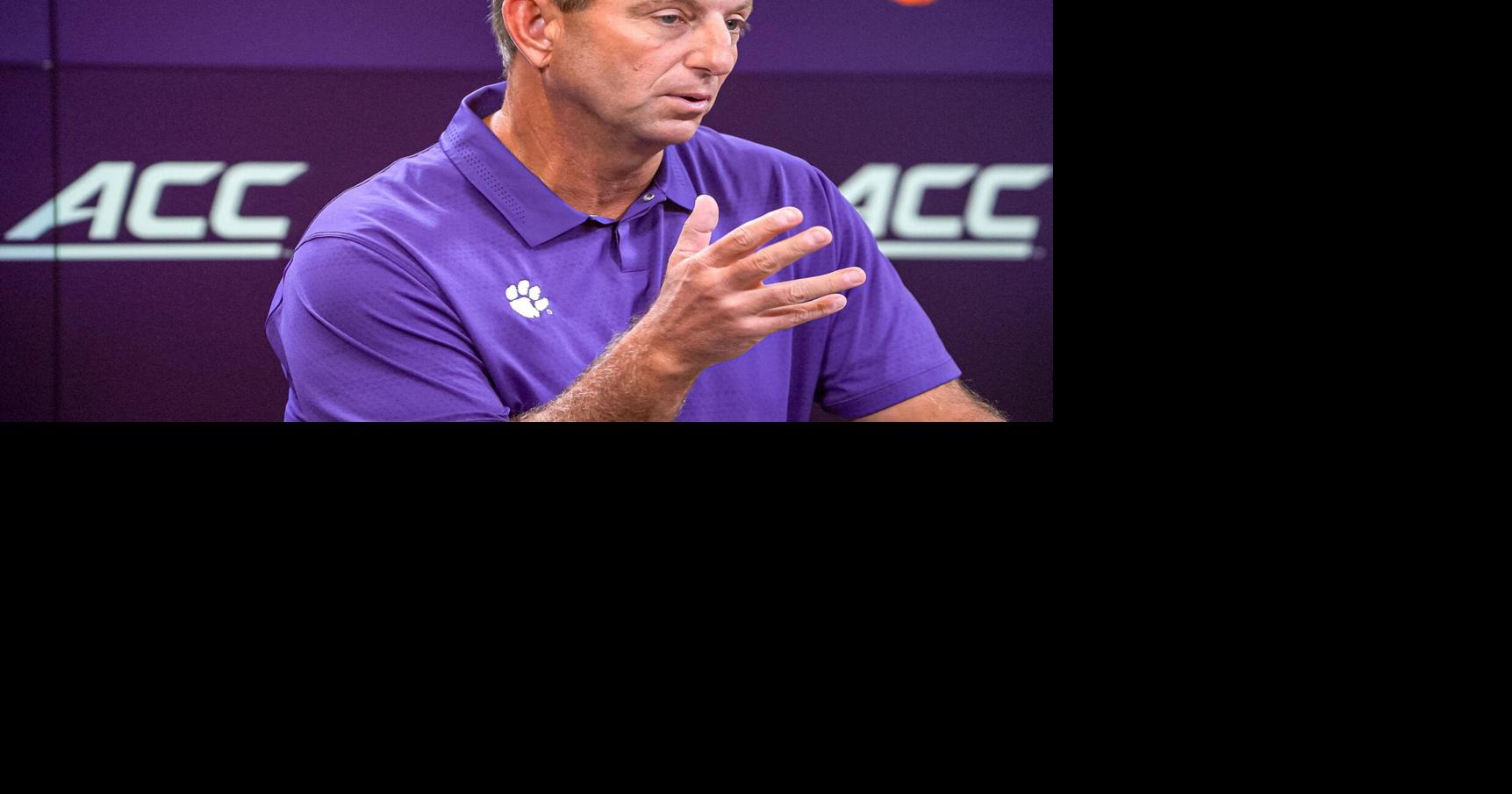 Clemson football Dabo Swinney speaks to media at the week 2 press conference in the Smart Family Media Center in Clemson, S.C.