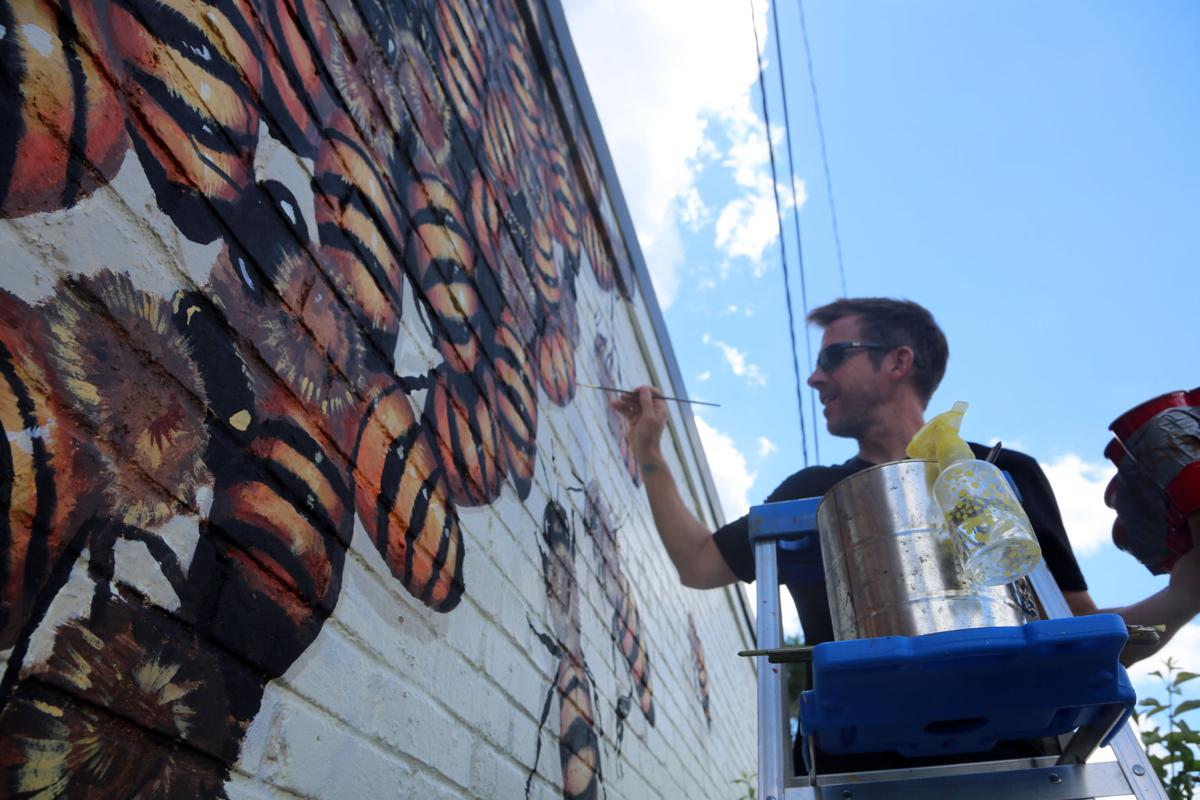 Artist Painting Mural Of Honeybees In Lake City Entertainment