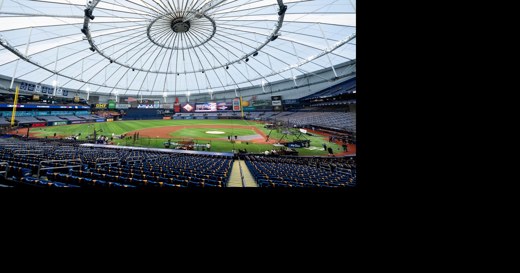 Tropicana Field ahead of Game 3 of the World Series between Milwaukee Brewers and Tampa Bay Rays in St.Petersburg, Florida on
