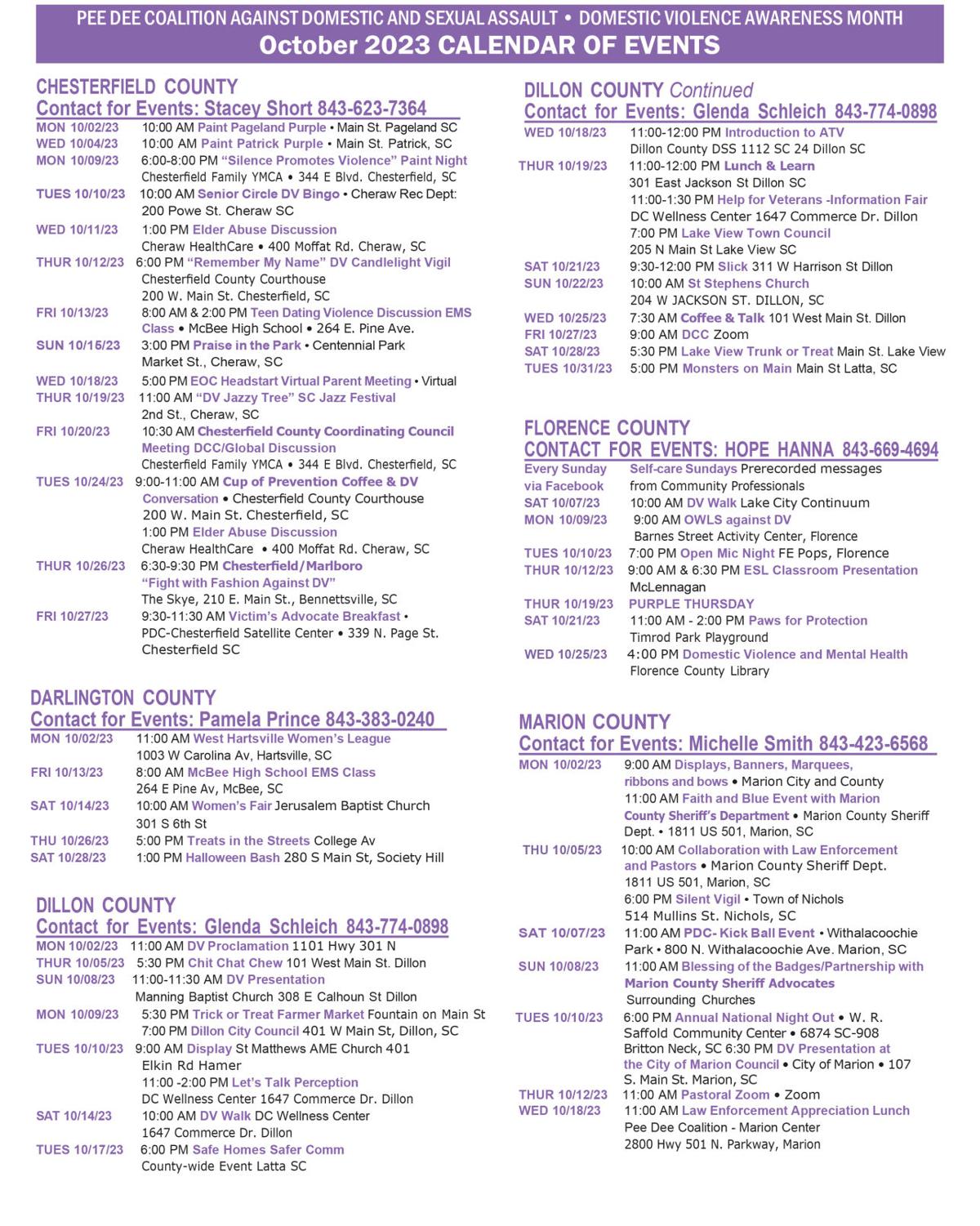 Pee Dee Coalition recognizes Domestic Violence Month