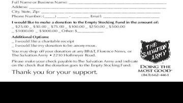 Salvation Army Donation Form Scnow Com